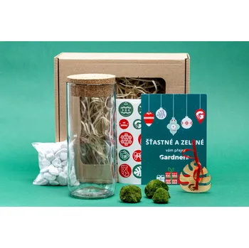 Váza Gardners Vánoční dárková sada - Skleněná váza Lipia výška 17,5 cm a 3 řasokoule