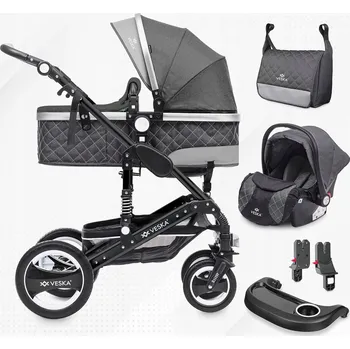 Kočárek JOGGER NĚMECKÝ DĚTSKÝ KOČÁREK 3V1 KORBIČKA SPORTOVNÍ VERZE AUTOSEDAČKA TAŠKA VESKA DE