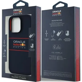 Pouzdro na mobilní telefon Pouzdro RED BULL pro IPHONE 15 Pro kompatibilní s MagSafe RBHMP15L24SIHSRV (Silicon Horizontal Centered Logo) námořnictvo