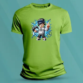 Chlapecké oblečení Bavlněné dětské tričko Blue Roblox Lime velikost L