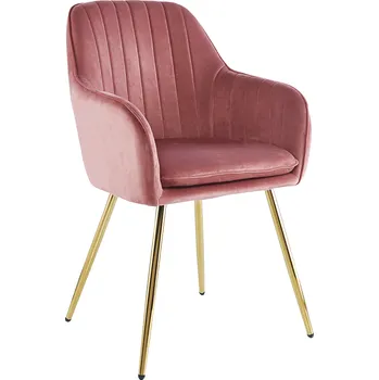 Křeslo Jídelní křeslo ARVEN - látka Velvet, růžová / zlatá