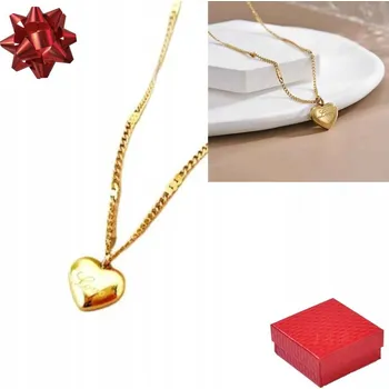 Náhrdelník Zlatý náhrdelník se srdíčkem, dárek k Valentýnu + ozdobná krabička dárek