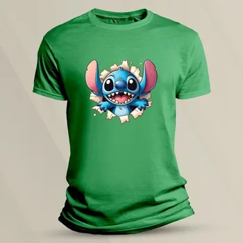 Dětské tričko s potiskem Stitch velikost 152 (12-13 let) Zelená