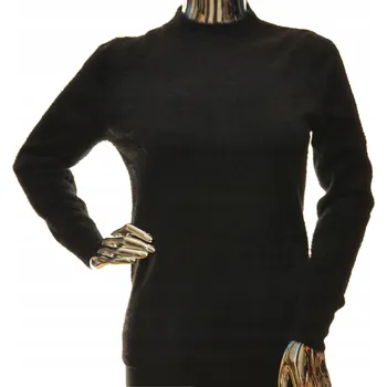 Dámský svetr Dámský svetr typu alpaka pod krk kulatý UNI černý XS S M