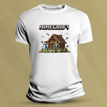 Chlapecké tričko Dětské tričko s potiskem Minecraft dům 2 Bílá velikost 104 (3-4 roky)