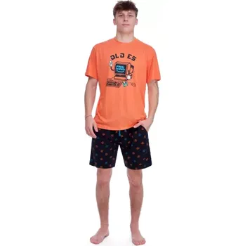 Pánské pyžamo 310058 - pánské pyžamo Muydemi, L, oranž-černá