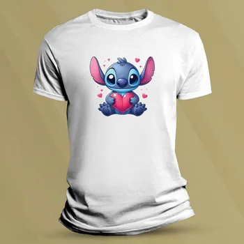 Dětské bavlněné tričko Stitch se srdíčkem Bílá velikost 152 (12-13 let)