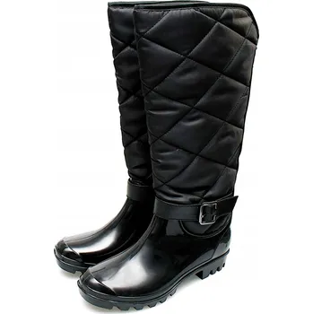 Dámské holínky Holínky kozačky zateplené vysoké černé 39