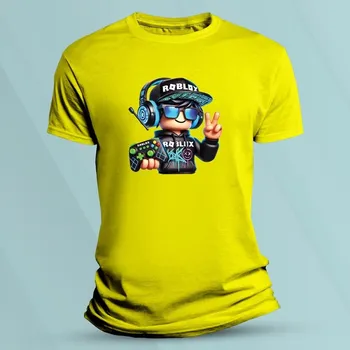 Chlapecké oblečení Dětské tričko s potiskem Gamer Roblox Žlutá velikost 140 (9-11 let)