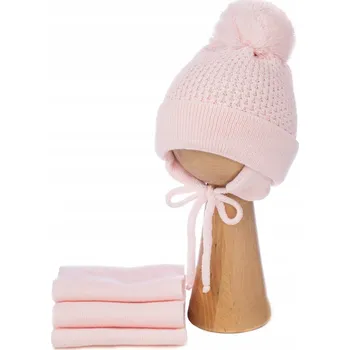 Čepice Zimní kojenecká čepice s šálou na zavazování