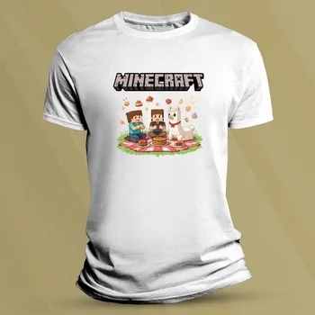 Dětské bavlněné tričko Minecraft lama Bílá velikost 152 (12-13 let)