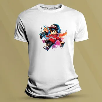 Chlapecké tričko Bavlněné dětské tričko Roblox červený Bílá velikost S