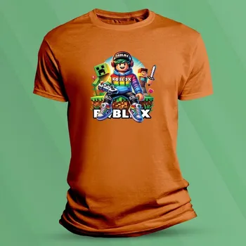 Dětské bavlněné tričko Neonový Roblox velikost 116 (5-6 let) Oranžová