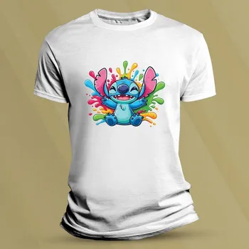 Bavlněné dětské tričko Barevný Stitch Bílá velikost 116 (5-6 let)