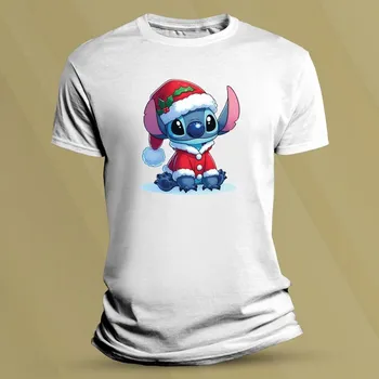 Dětské tričko s potiskem Vánoční Stitch Bílá velikost 152 (12-13 let)