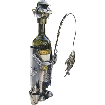 Stojan na víno Kovový stojan na víno, motiv rybář