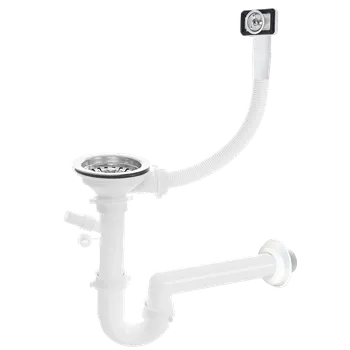 Sifon Kuchinox Sifon Space Saving pro 1 komorový nerezový nebo granitový dřez s přepadem - OKS_B23T, nerez