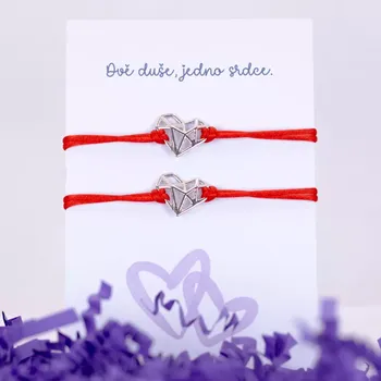 Náramek Stříbrné náramky pro páry - SRDCE ORIGAMI Stříbrné