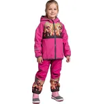 Dívčí softshellový komplet s fleecem Kočka – bunda a kalhoty, růžový EDX101 Velikost: 128/134, Barva: Růžová