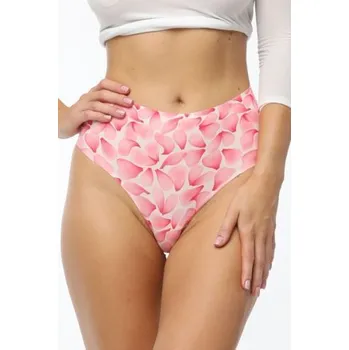 Kalhotky Brazilky Julimex Rose Flakes - vyšší pas Růžovo-bílá XL