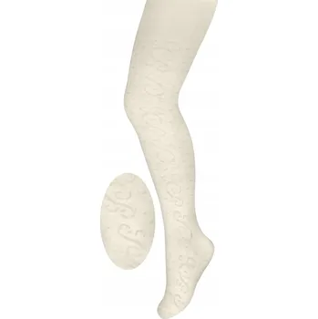 Dívčí bavlněné punčocháče s ažurovým vzorem ecru Milusie, vel. 12 128/134