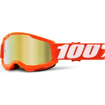Motocyklové brýle STRATA 2, 100% brýle Orange, zrcadlové zlaté plexi, dětské 50521-259-05