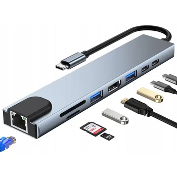 USB hub USB HUB ROZBOČOVAČ ADAPTÉR 2xUSB-C 8v1 SD TF 2xUSB HDMI LAN