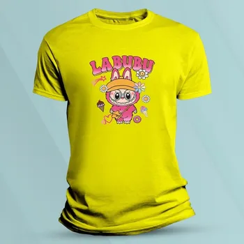 Dětská móda Dětské bavlněné tričko Labubu Růžový Žlutá velikost 116 (5-6 let)