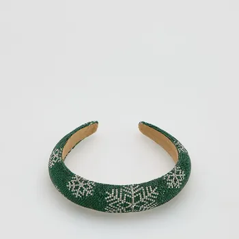 Čepice Reserved - Čelenka s kamínky - tmavě zelená - 621HK-79X - 621HK-79X-ONE