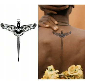 Tetování Polotrvalé tetování křídla meč dočasné dýka pánské ruka dlaně záda
