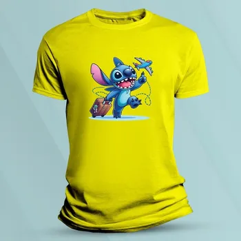 Bavlněné dětské tričko Stitch cestovatel Žlutá velikost 140 (9-11 let)
