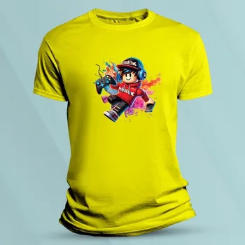 Chlapecké tričko Bavlněné dětské tričko Roblox červený Žlutá velikost 152 (12-13 let)