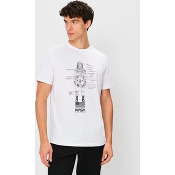 Sinsay - Bavlněná košilka s potiskem NASA - bílá - 638EY-00X - 638EY-00X-2XL