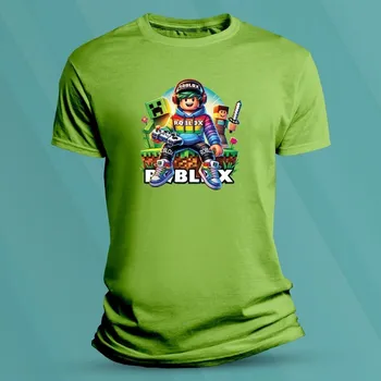 Chlapecké tričko Dětské bavlněné tričko Neonový Roblox velikost M Lime