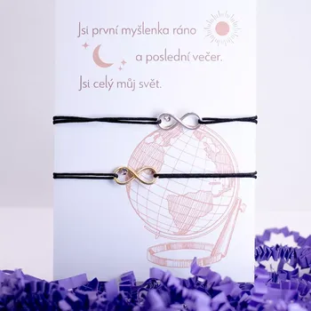 Náramek Stříbrné náramky pro páry - NEKONEČNO ZIRKÓN Zlaté