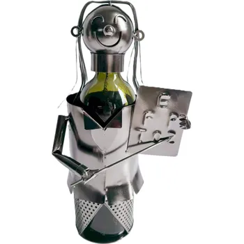 Stojan na víno Kovový stojan na víno, motiv učitelka s tabulí