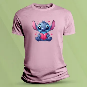 Chlapecké oblečení Dětské bavlněné tričko Stitch se srdíčkem Růžová velikost 104