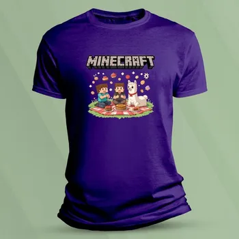 Dětské bavlněné tričko Minecraft lama velikost 116 (5-6 let) Purpurová