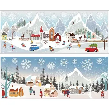 Okenní dekorace Okenní fólie 210x600 mm barevná vesnička, mix