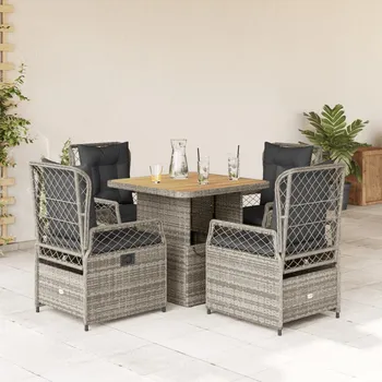 Zahradní sestava zahrada-XL 5dílný zahradní jídelní set s poduškami šedý polyratan 3262914