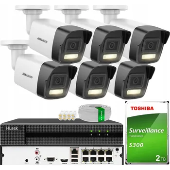Bezpečnostní kamera Sada monitoringu 6 IP kamer 6MPX Smart Hybrid Light Hikvision, disk 2TB