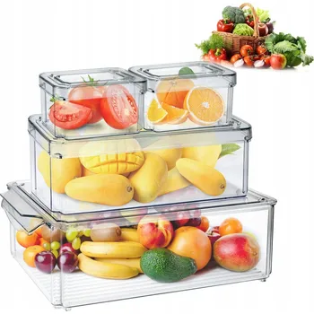 Úložný box PRŮHLEDNÝ KRABIČKA DO CHLADNIČKY S VÍKEM, SADA 4 KS