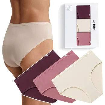 Kalhotky 3 PACK kalhotky Atlantic 3CLP-004 - bavlna Béžovo-růžová S