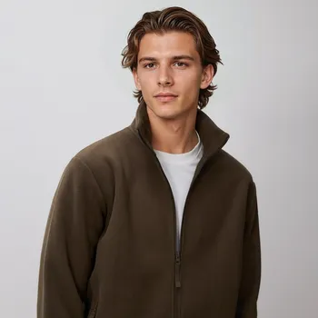 Pánská mikina Reserved - Flísová mikina se stojáčkem - tmavě hnědá - 6999H-89X - 6999H-89X-XXL