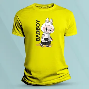 Dětská móda Bavlněné dětské tričko Labubu Badboy Žlutá velikost M