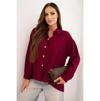 Dámská košile Kesi Włoski Dámská elegantní košile z viskózy s ozdobnými knoflíky švestková Kesi Włoski hnědá | světle modrá | tmavě červená 3445898
