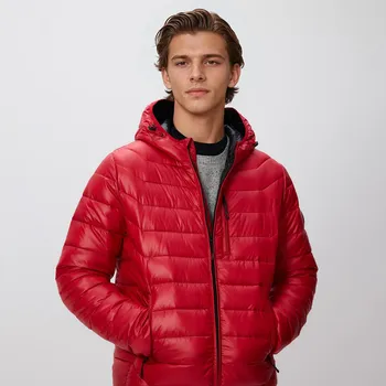 Dámský kabát Reserved - Prošívaná bunda s kapucí - červená - 036FW-33X - 036FW-33X-XL