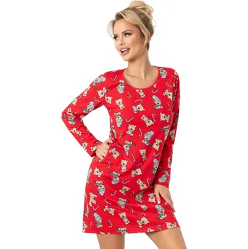 Košile Donna Bear long/r S-2XL Červená M