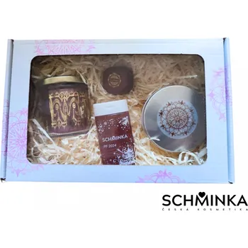 Kosmetická sada SCHMINKA Dárkový balíček - Oslnivá skořice ( svíčka, vazelína, gel a balzám )