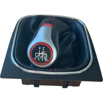 Germany Řadící páka GTi design – VW Golf V, VI (2003–2012) - kožená, červené prošití